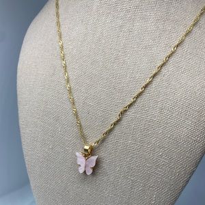 Light Pink Butterfly Necklace
